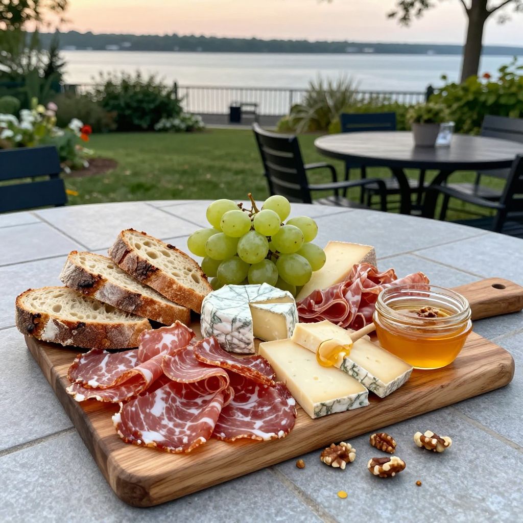 City Vineyard waterfront with wine glasses