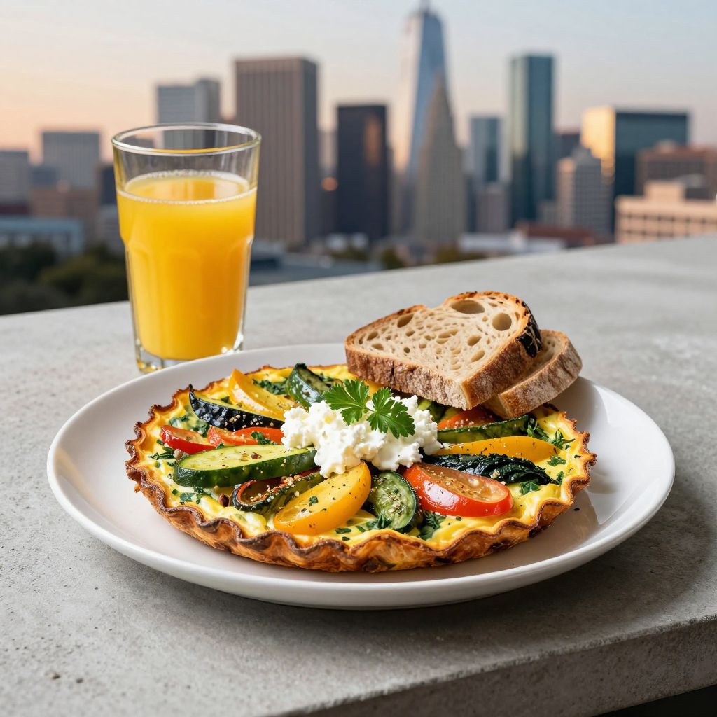 Morning breakfast at MO Lounge with skyline view