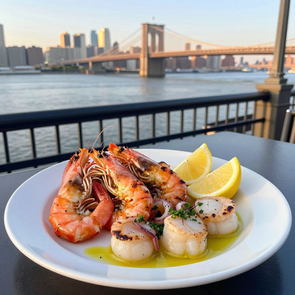 Rooftop at Pier 17 with waterfront view